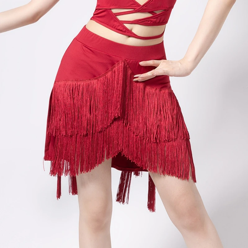 

Women's Fringe Dance Dress Skirt Ballroom Latin Salsa Tango Skirt Sexy Split Leg Shorts Skirt Party Halloween Dress