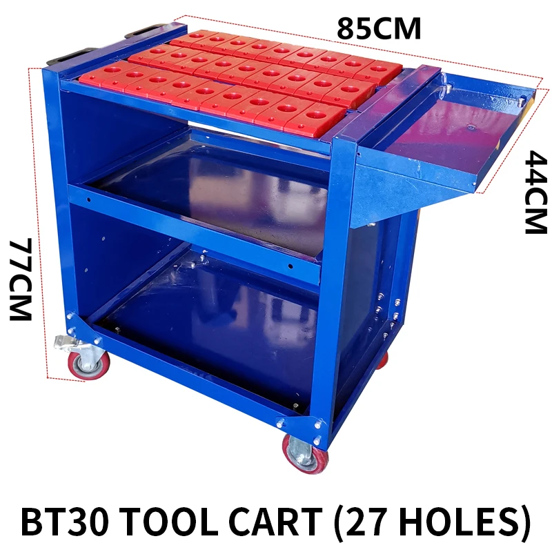 Carrello portautensili CNC BT30 carrello portautensili con capacità 35 portautensili conici blu 45 carrello portautensili con due ruote fisse