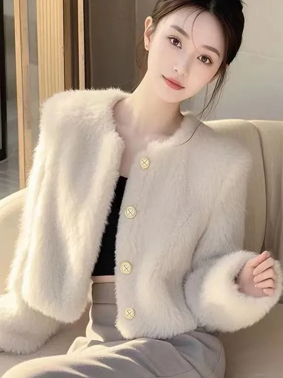 Sli ort-abrigo de visón Thiened para mujer, invierno, nueva Faion, antienvejecimiento, hermosa versión coreana, cálido, largo, redondo, Ne