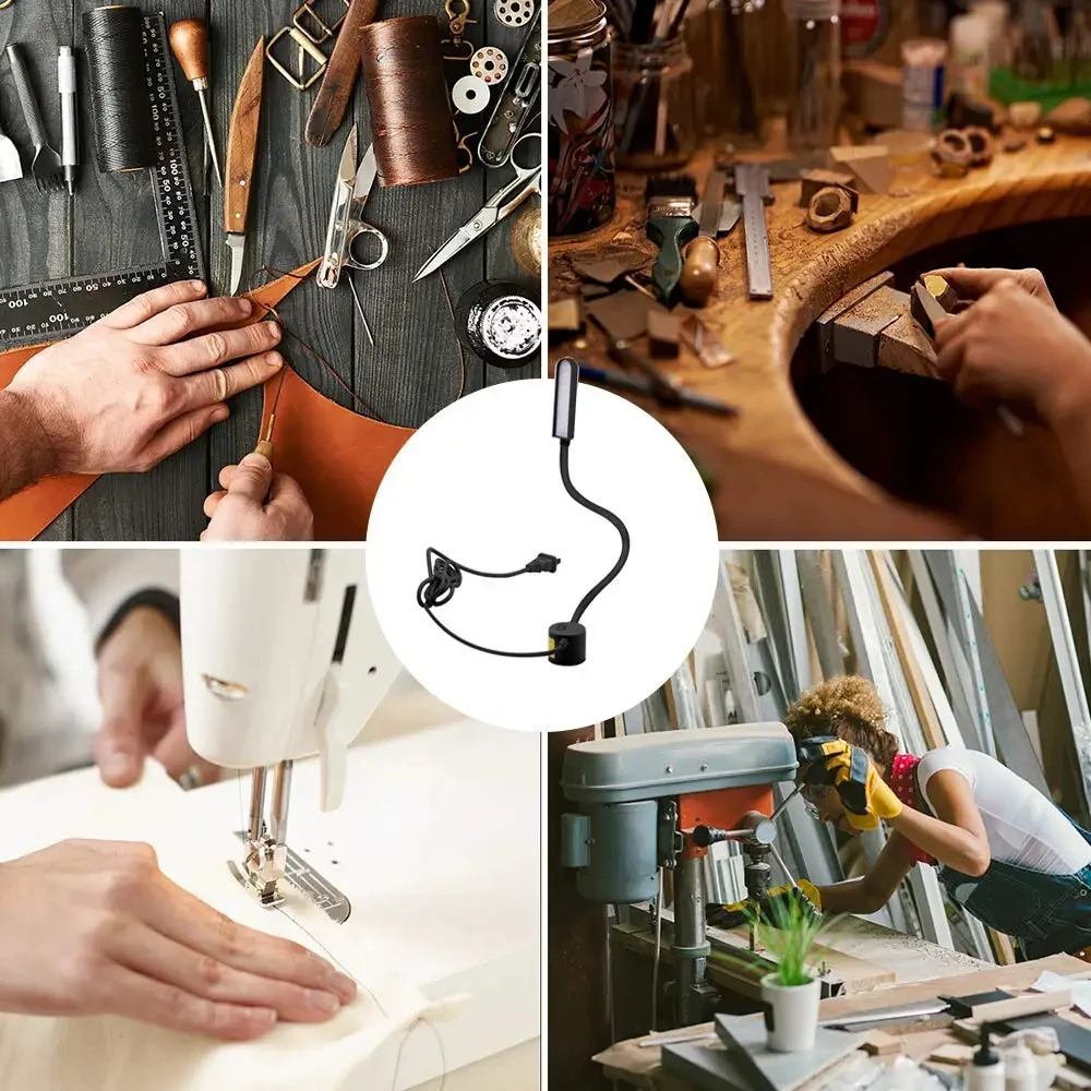 Lámpara de Trabajo Flexible Multifuncional con 30 LED Regulables para Máquina de Coser, Iluminación Industrial, con Imán para Taladro de Banco y Torno