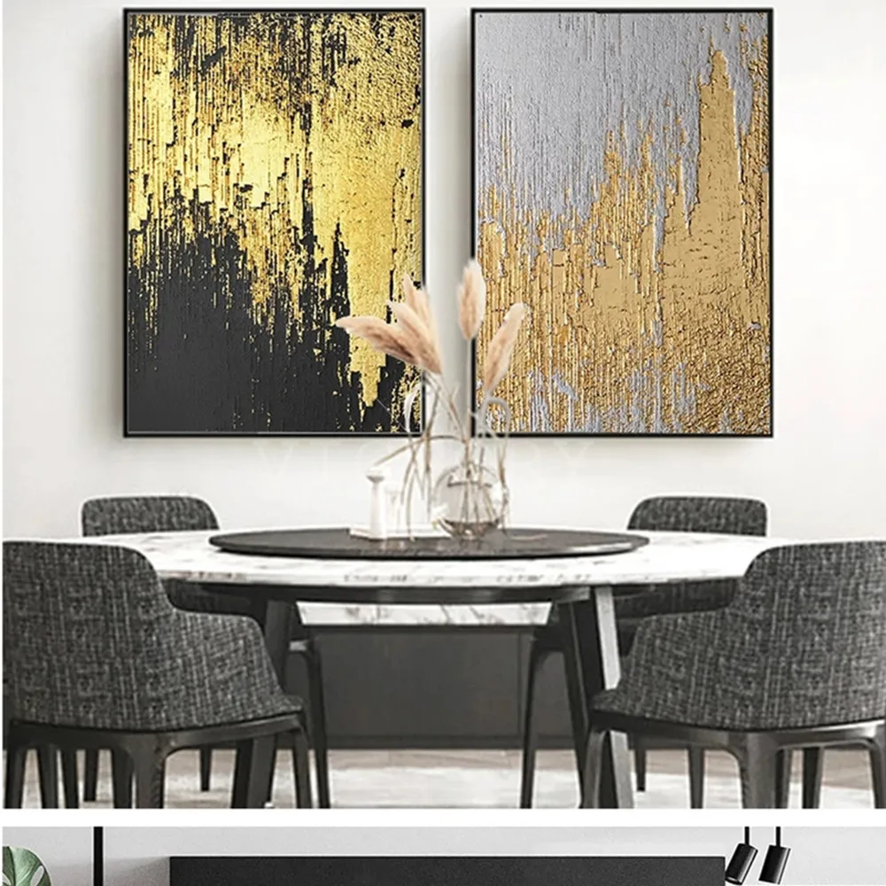 Wall Art Canvas Painting for Luxury Living Room Decoration Black Gold-Smelting Art Posters Prints Interior Elegant Room Pictures