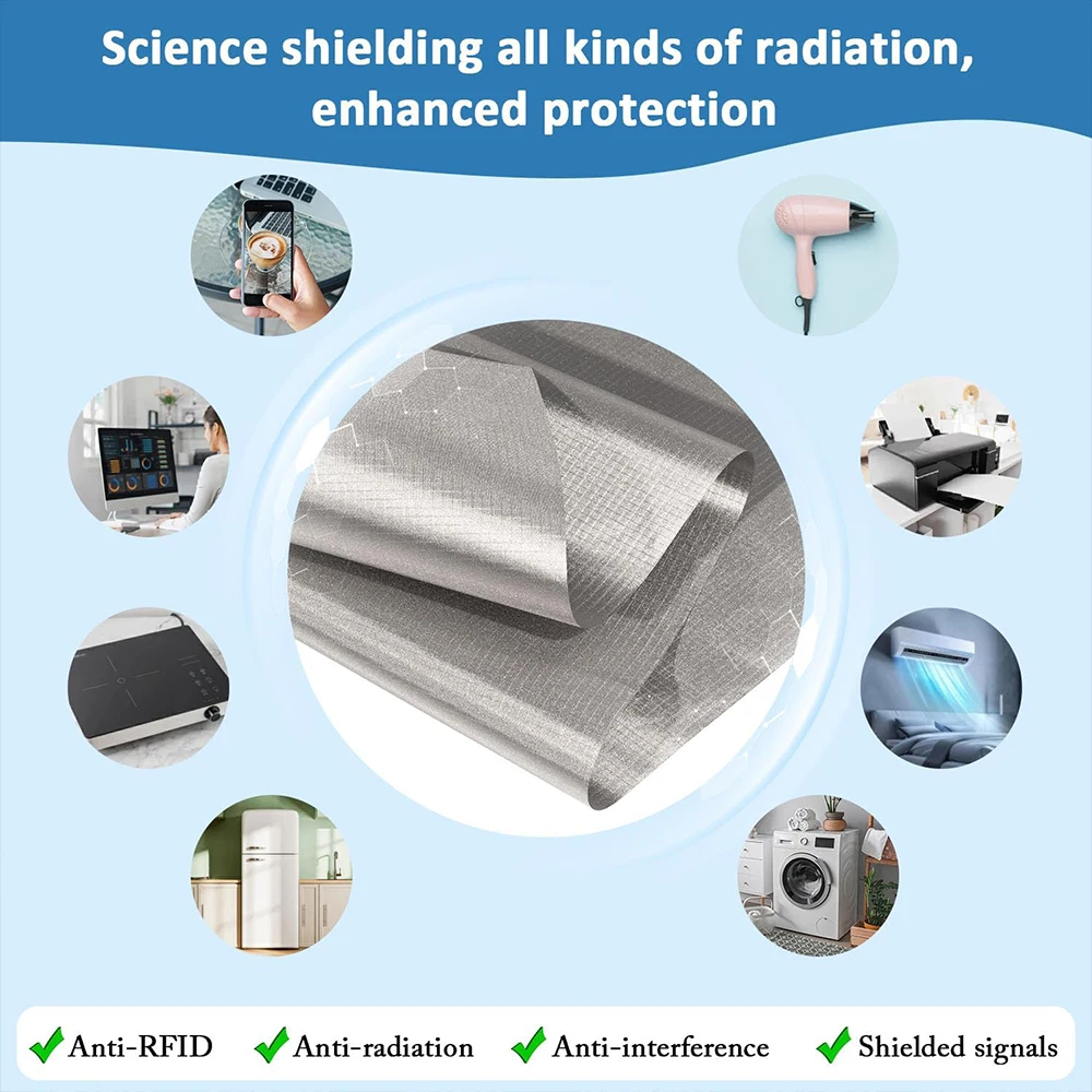 Faraday-Stoff, hochabschirmender RFID-Signalblock, 5G, Anti-Strahlung, leitend, magnetisch, Kupfer/Nickel, EMF-Schutz, langlebiges Tuch – Detail 6