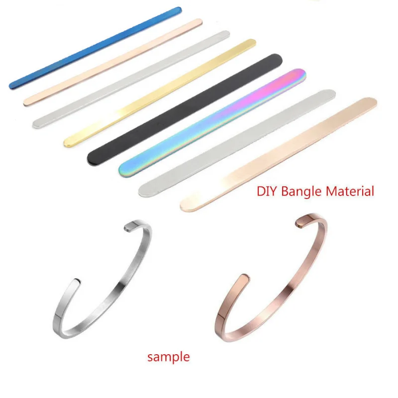10pcs In Stock Mirror Stainless Steel Long BraceletDIYGeometryCWord Stainless Steel Open-Ended Bracelet Strip Wholesale