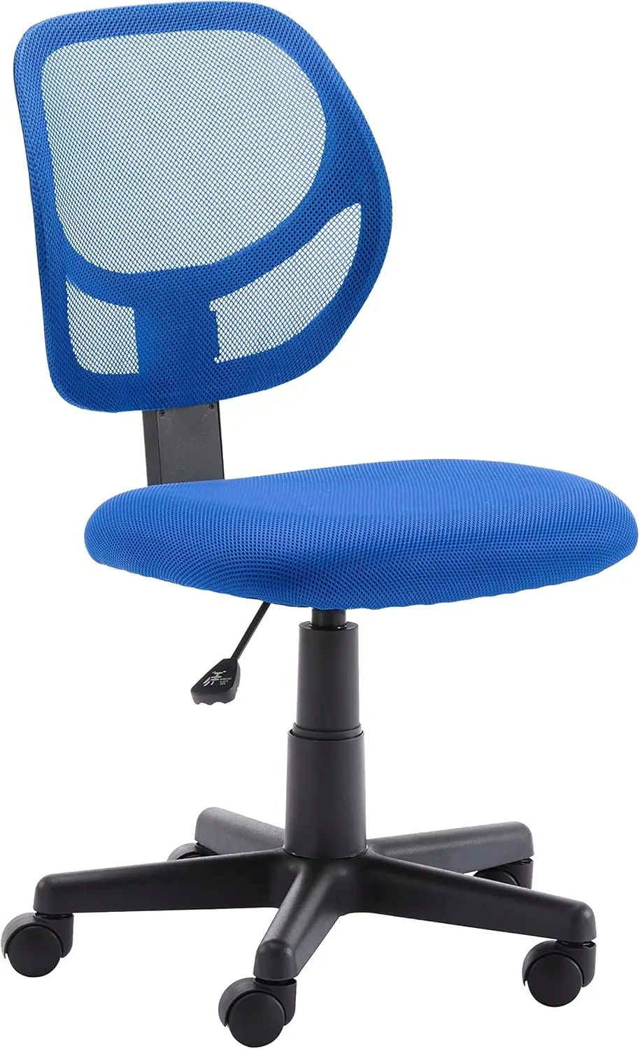 

Adjustable Low Back Rolling Desk Chair with Padded Seat, Breathable Mesh, Swivel in Blue, 21.25" D x 22.5" W x 38" H