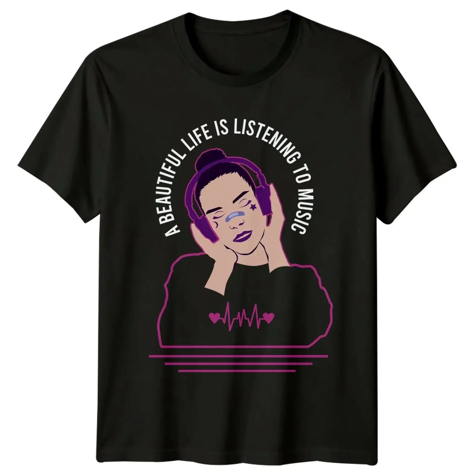 A Beautiful Life Is Listening Damen T-Shirt Musikliebhaber Musik Geburtstag Geschenk Vintage Washed Vielseitig einsetzbar