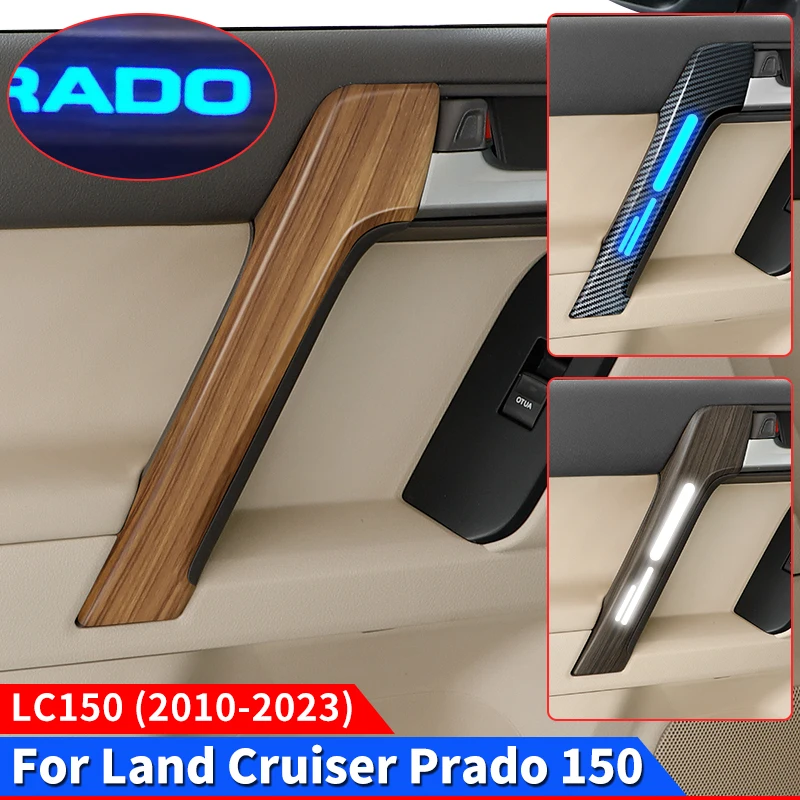 

For 2010-2022 Toyota Land Cruiser Prado 150 Lc150 Fj150 Wood Grain Internal Handle Cover LED Ambient Light 2021 2020 2019 2018