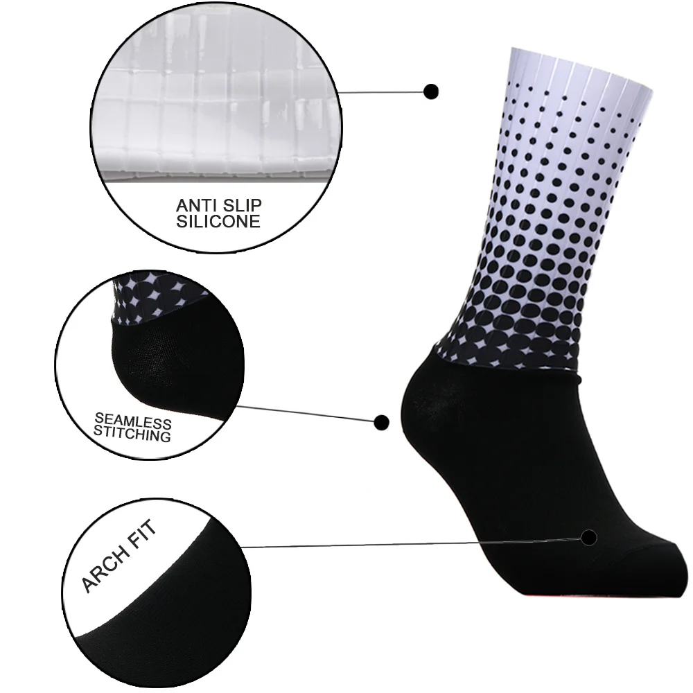 Style New Polka Dot Summer Sports Cycling Socks Non-slip Silicone Pro Outdoor Racing Bike Socks Calcetines Ciclismo