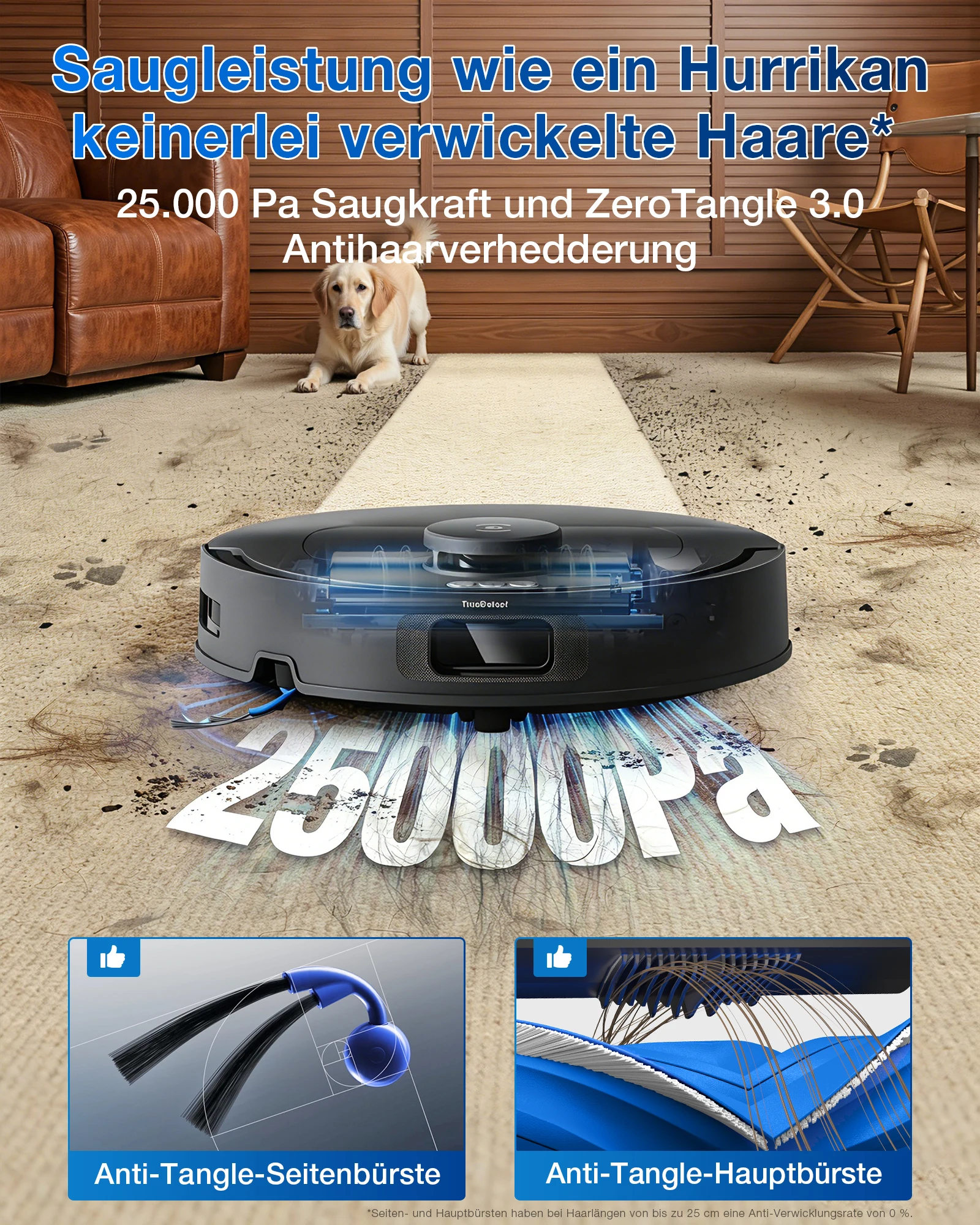 Robot aspirador ECOVACS Deebot T30e Omni con función de limpieza, potencia de succión de 25.000 Pa | Limpieza OZMO Turbo 2.0, cepillo principal triple en V antienredos ZeroTangle 3.0, Omni-Station, secado a 45 °C 3