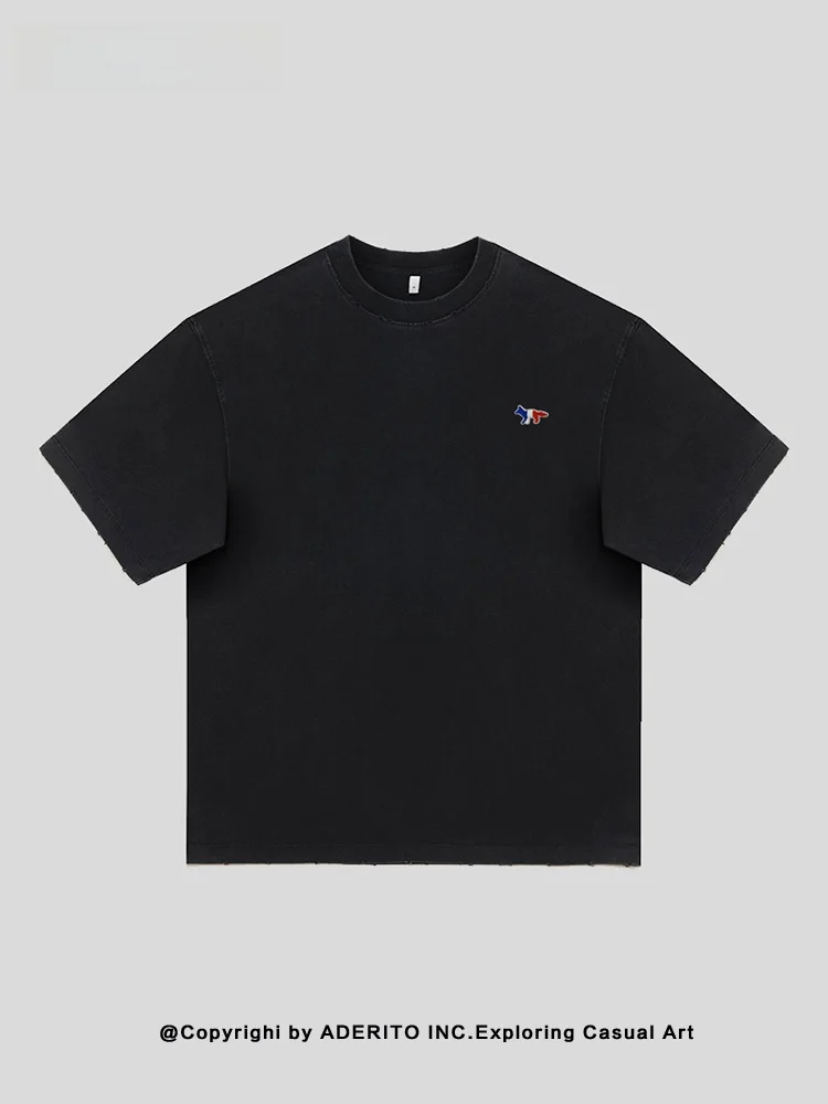 

Модная футболка ITOTrendyBrand с вышивкой, свободного кроя, с круглым вырезом, из плотного 100% хлопка, унисекс, повседневная, для молодежи, летняя одежда