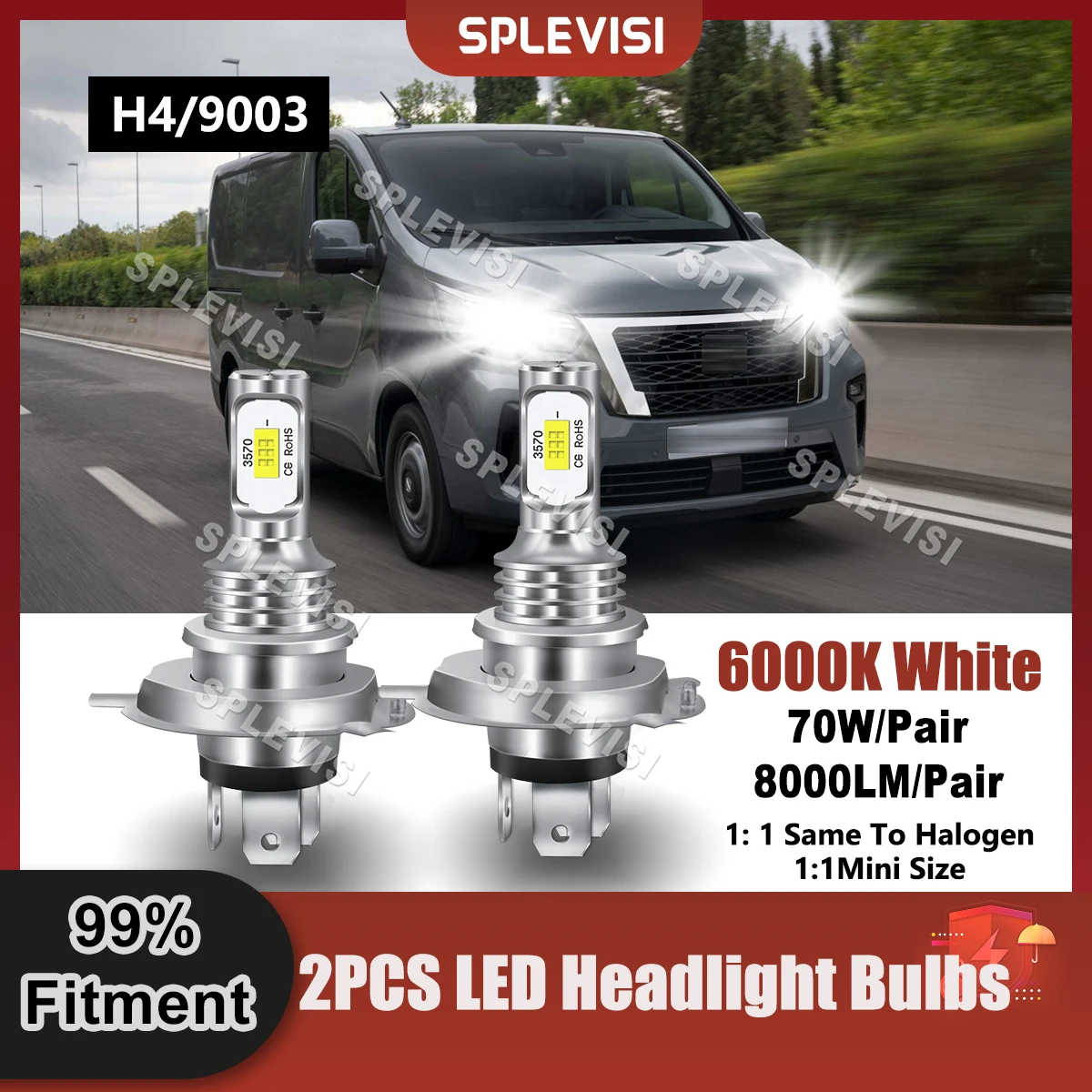 

Car Fitment LED Headlight 9003/H4 High Low Beam Bulbs 9V-24V 6000K For Nissan X-Trail T30 2001 2002 2003 2004 2005 2006 2007