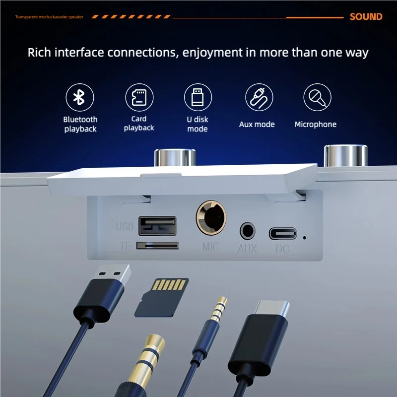 آلة كاريوكي بقدرة 200 وات مع 2 ميكروفونات لاسلكية لتصحيح مكبر الصوت PA المحمول وتأثيرات الصدى TWS/TF/USB/AUX/Live للحفلات #4