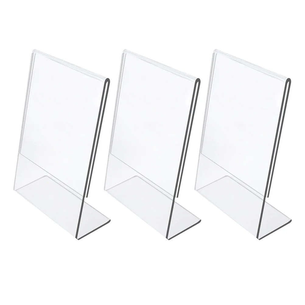 

3Pcs Clear Acrylic Sign Holder Slanted Vertical Display Stand for Menu Document Paper Holder Desk Restaurant Bar