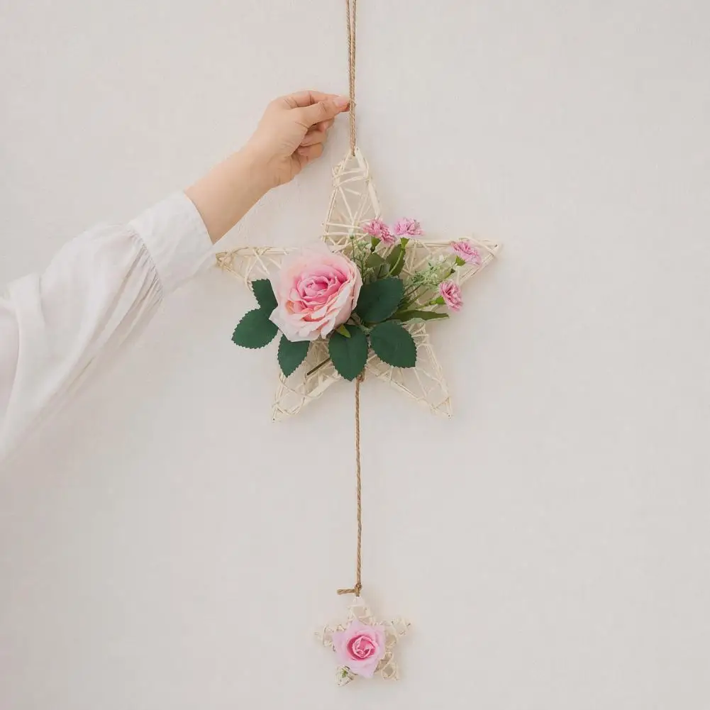 Wreath Rattan Rings Decorations Rattan Five-pointed Star Hanging Ornaments Handcrafted Durable Home Decorations Wear-resistant
