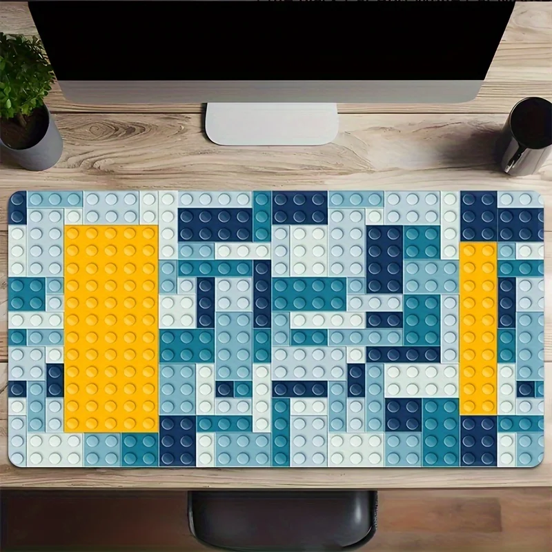 빌딩 블록 디자인 마우스 패드 대형 고무 미끄럼 방지 PC 책상 액세서리 사무실 및 게이머용 키보드 매트 장식 매트