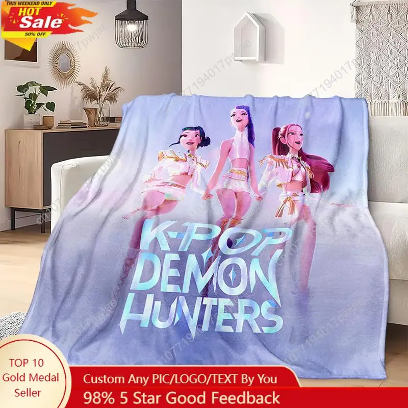 

K-Pop Demon Hunter Netflix Series Cozy Blanket, Soft Flannel Sofa Bed Cover, Perfect Gift for Fans Viewers Custom blankets