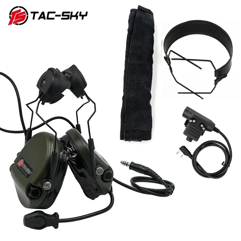 

TAC-SKY TEA Hi-Threat Tier 1 Noise Reduction Pickup Tactical Helmet ARC Mount Earphone And Tactical PTT U94 PTT And Headband