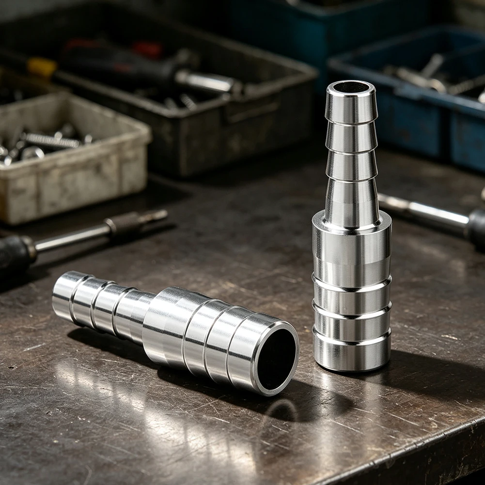 32mm to 8mm Barbed Hose Reducer Made of 304 Stainless Steel with Clamps for Air Compressor Water Pump and Fuel Systems