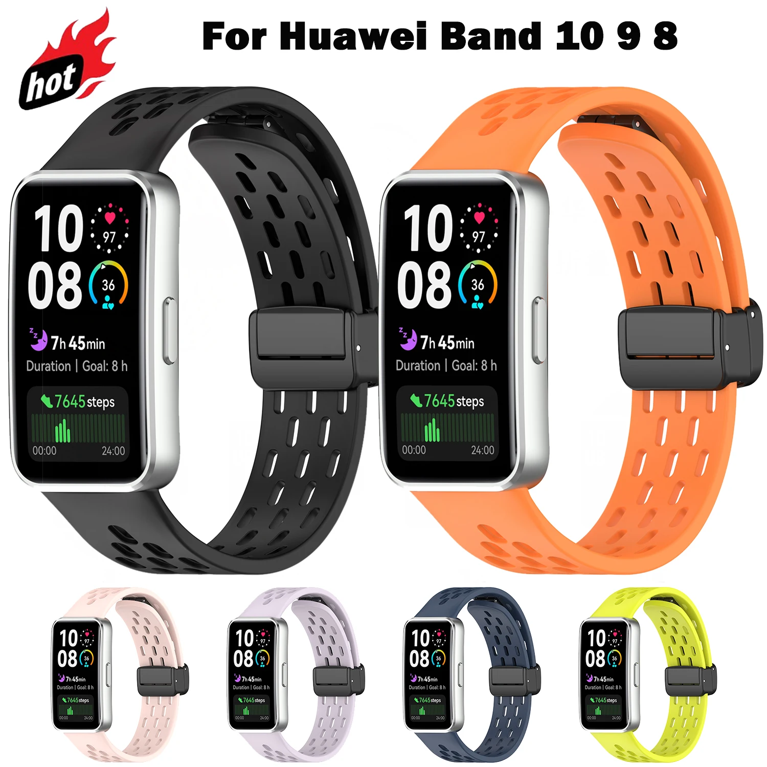Magnetische Strap Für Huawei Band 10/9/8 Komfortable Schnalle Einstellbare Silikon Sport Correa Armband Huanwei 9/8 Smart Band Straps