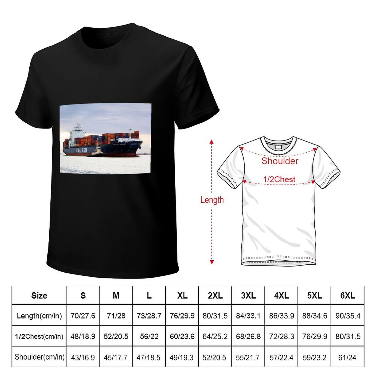 Container cargo ship and tug T-Shirt Performance Workout Short Sleeve Tee