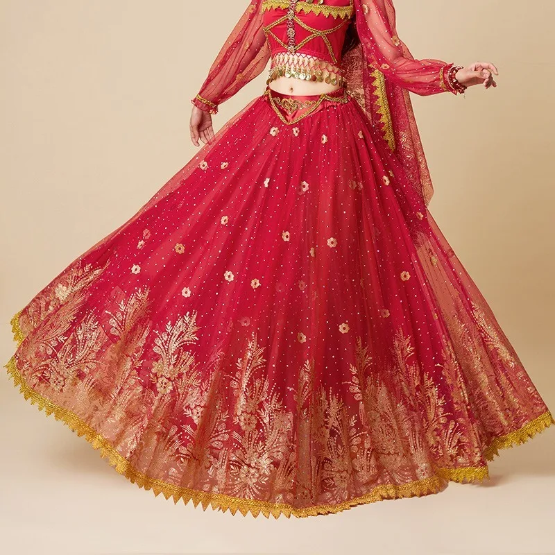 Customized Princess Belly Dance Costumes 720 Degree Grand Swing Long Dress Exotic Style Performance Dress Indian Clothes Women