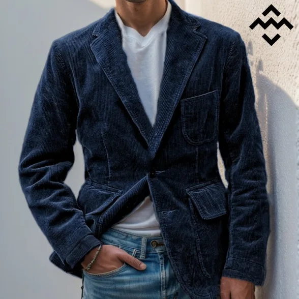 Autumn and Winter European and American Corduroy Casual Business Fashion Suit Men's Single Breasted Suit Jacket 3