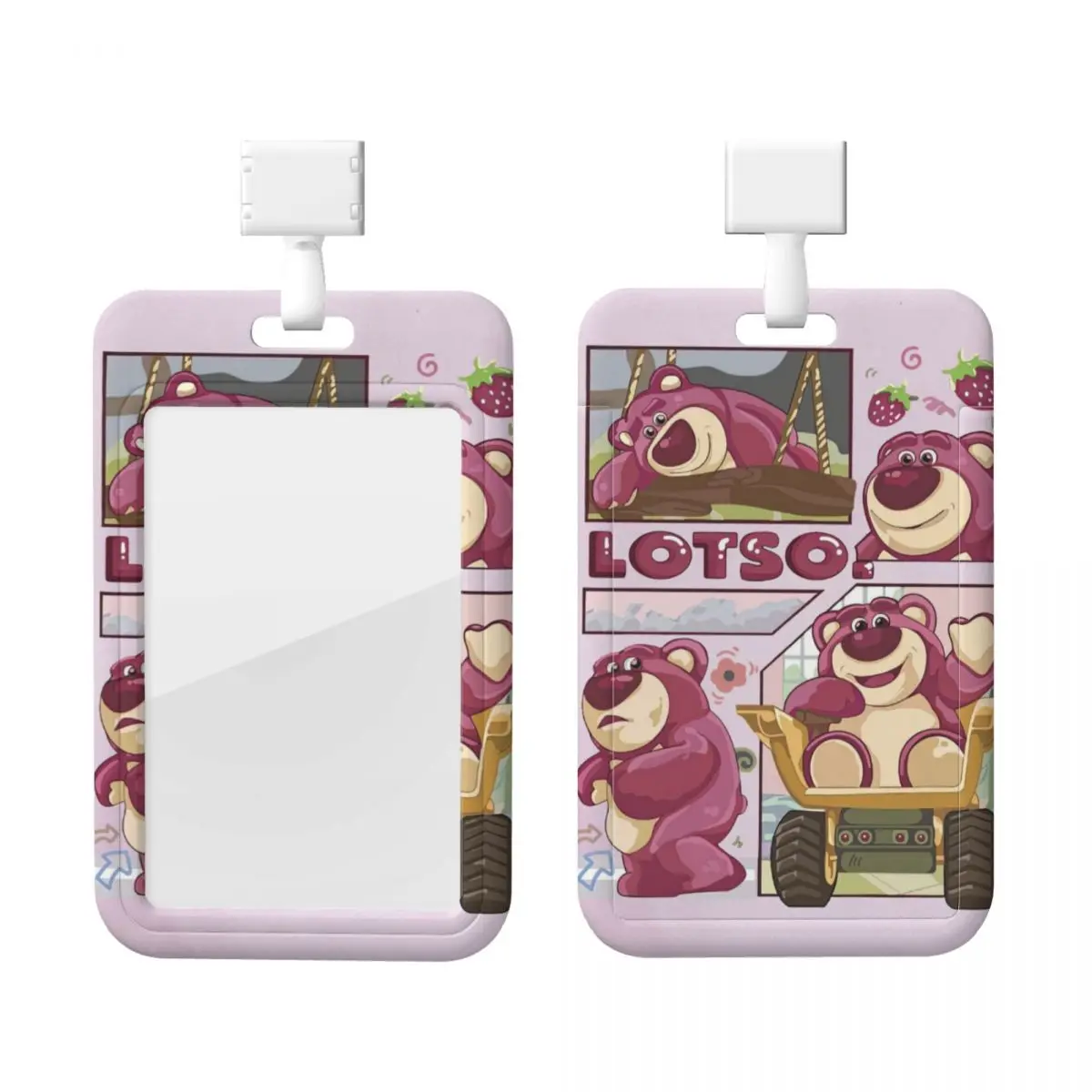 

Пользовательский Lotso Huggin клубничный медведь мультяшный держатель для бейджа держатель для карт для мужчин и женщин шейный ремешок ID держатель для удостоверений личности инженеры
