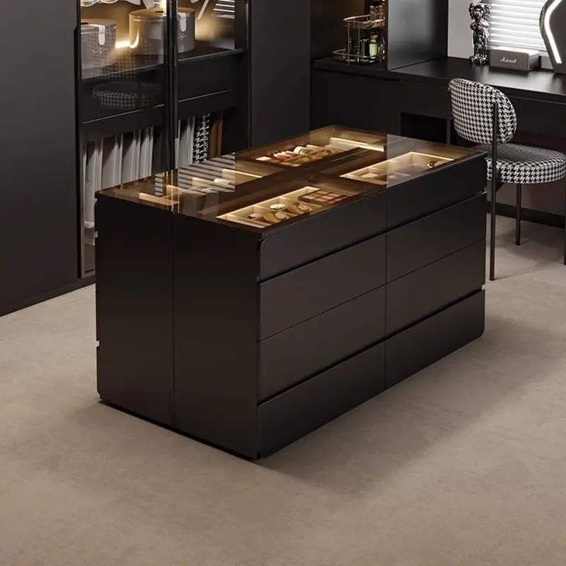 

Light luxury cloakroom Nakajima Taiwan home jewelry storage cabinet display floor cabinet bedroom double-sided drawer chest cabi