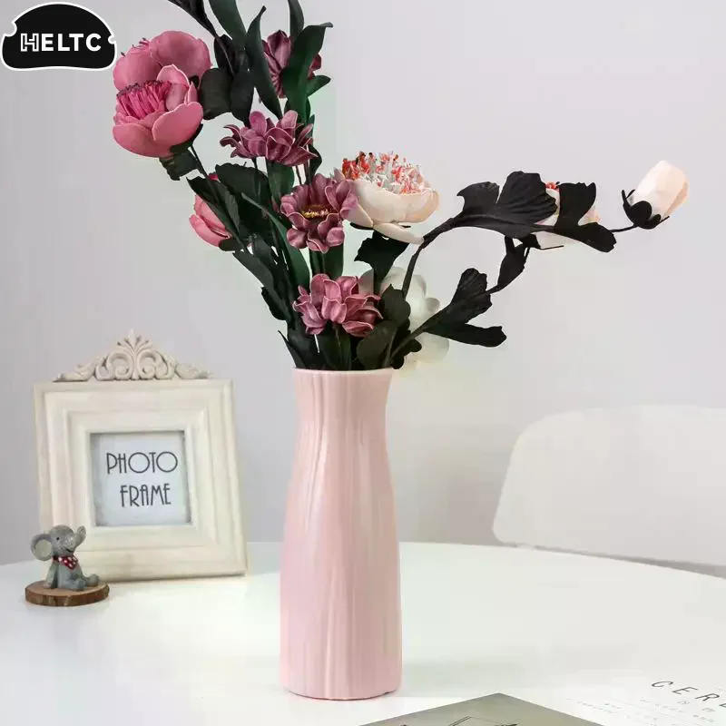 Plastic Dried Flower Vase With Minimalist Geometric Plastic Flower Pot Living Room Small And Fresh Flower Arrangement Decoration