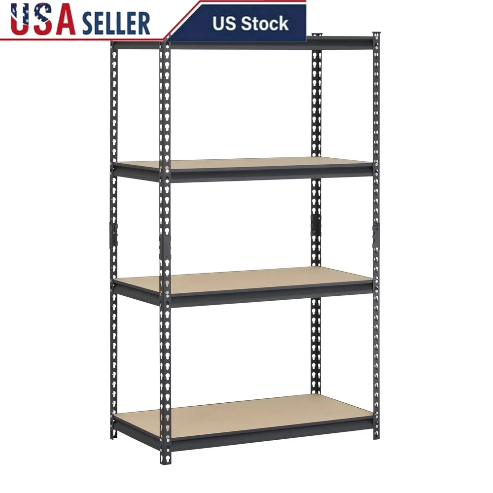 

36 Inch Wide 4 Tier Steel Shelving Unit Adjustable Storage Rack Heavy Duty 800 Lbs Capacity per Shelf Indoor Use