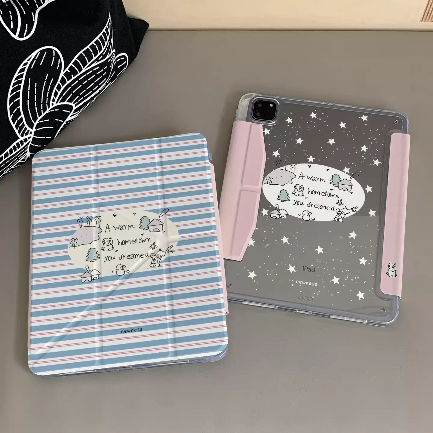 Blue Striped Star Puppy Table Case For iPad Pro 11 12.9 13 M2 M3 M4 M5 Shell 8.3 9.7 10.2 5/6/7/8/9/10/11th Air 3 4 5 6 7 Cover