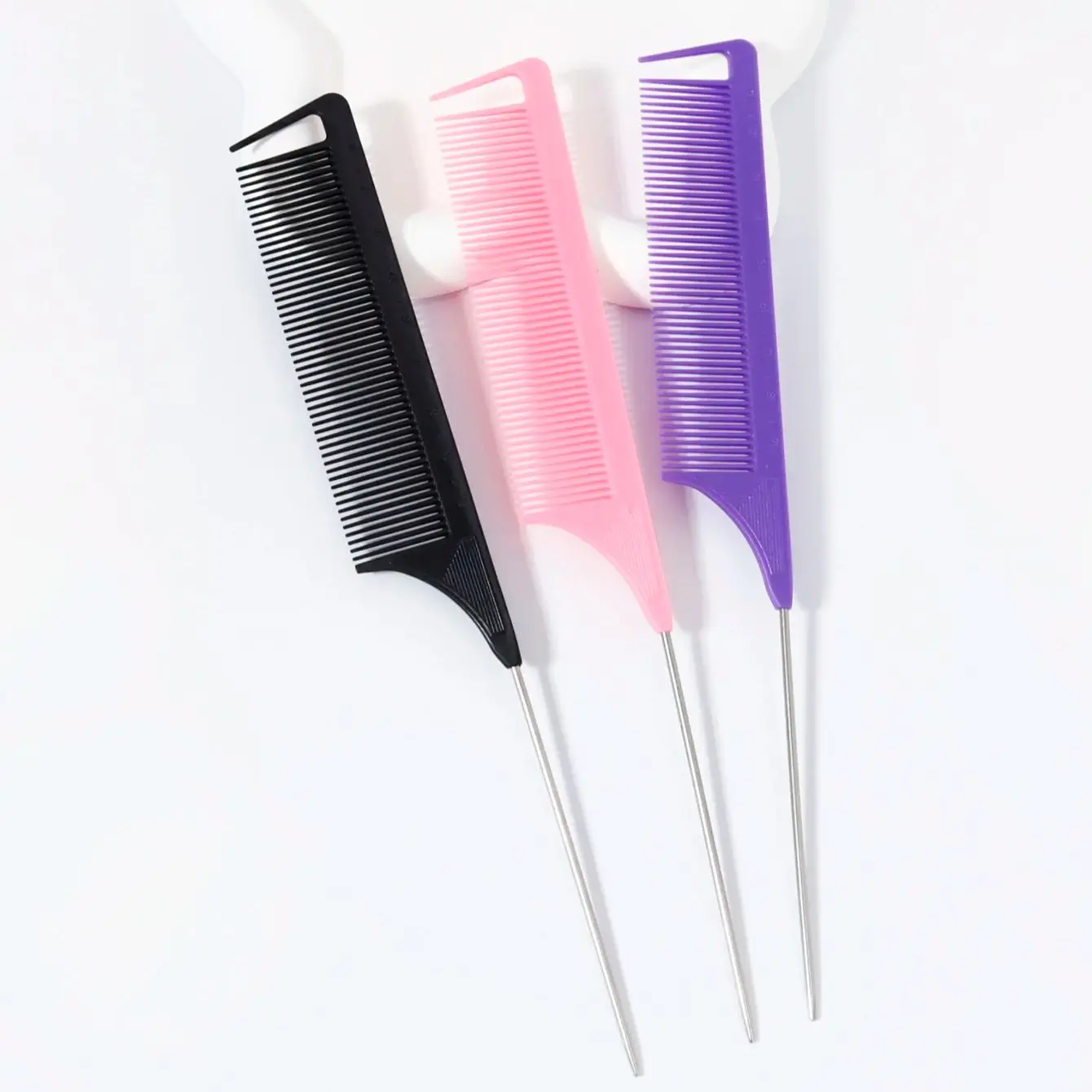 3pcs mixed color pointed tail comb, professional pointed tail heat-resistant hair cutting comb, professional hair cutting tools
