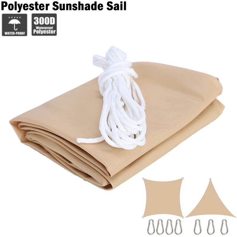 

Sand Color 300D Waterproof Shade Sail Triangle Rectangle Garden Awning Swimming Pool Sun Shelter Courtyard Terrace Sun Canopy