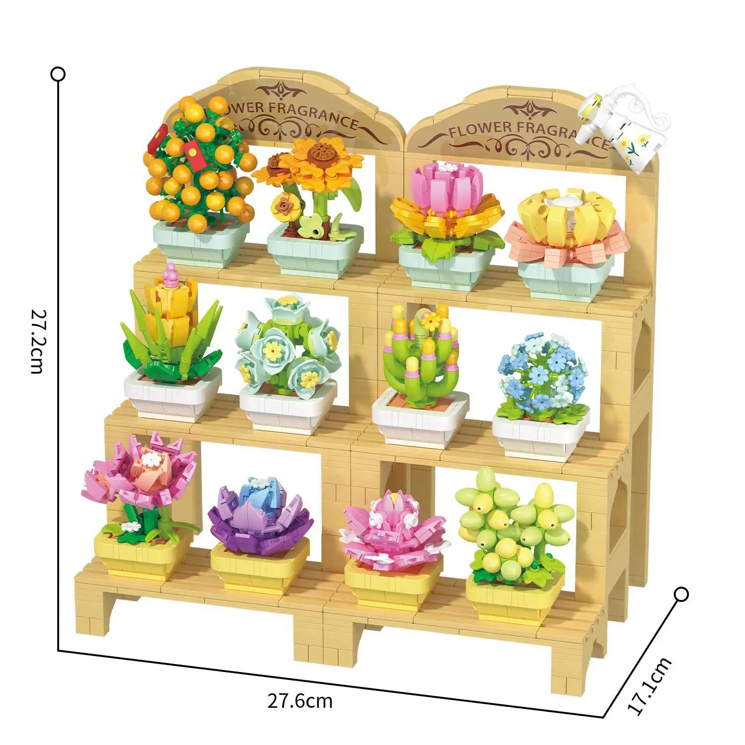 Idea Flower Fragarance Rack Mini Block Potted Plant Blossom World Construction Building Brick Toy Collection For Girls Gifts