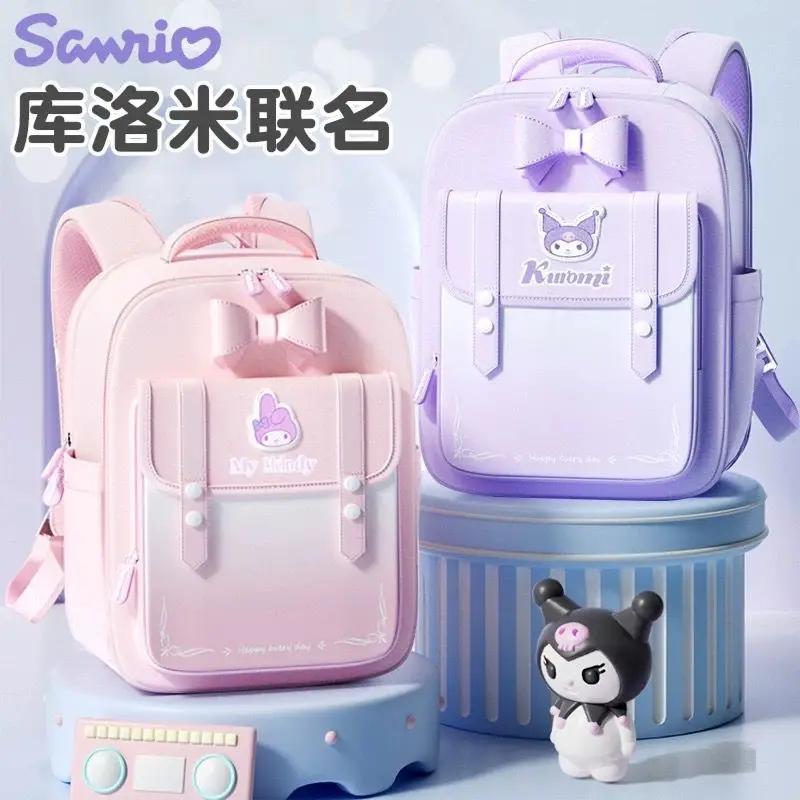 

Kawaii Sanrio Kuromi Cinnamoroll Backpack Pupil Grade1-3-6 Lightweight Waterproof Schoolbag Children's Reduce Burdens Girls Toys