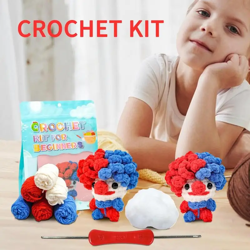 Crochet Doll Kit For Beginners Complete Beginner Crochet Kit Red And Blue Doll Crochet Kit For Beginners Handmade Knitting Kit