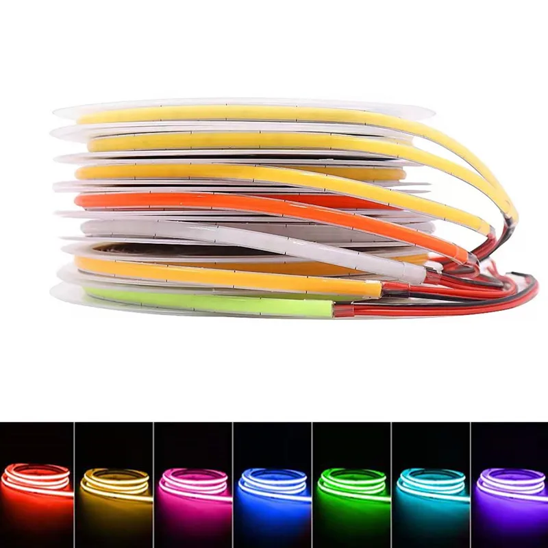 

5V 5mm COB Led Strip Light Super Thin PCB Flexible Tape Bar Cool White 6500K Natural White 4000K Warm White 3000K Red Green Blue