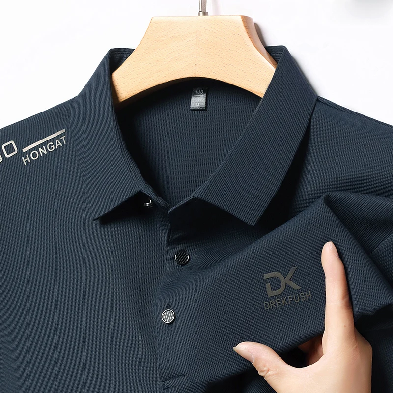 

2025 Новая мужская футболка с длинным рукавом и принтом, весна и осень, новая коллекция, однотонная универсальная рубашка-поло, повседневная мода