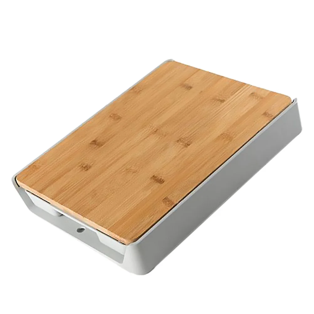 

Bamboo Cutting Board with Drawers Storage Kitchen Cheese Board Wooden Smooth Surface Ideal for Chopping Meat Fruits Veggies