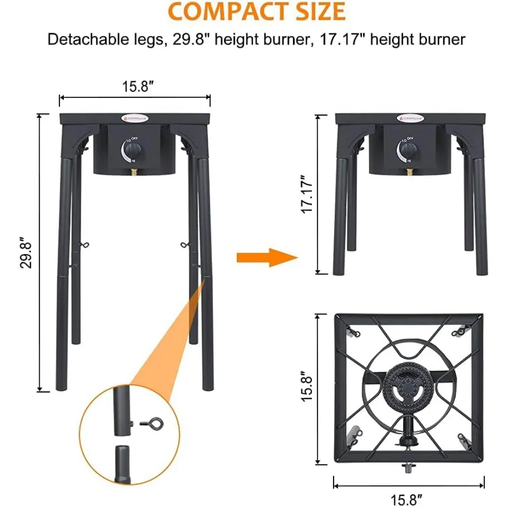 Camplux-Cuisinière à gaz propane à double Eva, cuisinière d'extérieur, cuisine en plein air, 260,000 BTU, h