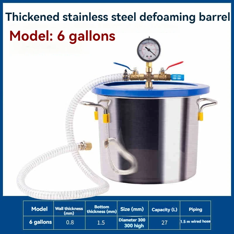 6 Gallon 27L RVS Vacuüm Ontgassingskamer Vacuüm Ontschuimingsvat Voor Siliconenhars AB Lijm 30x30CM Acryl Deksel