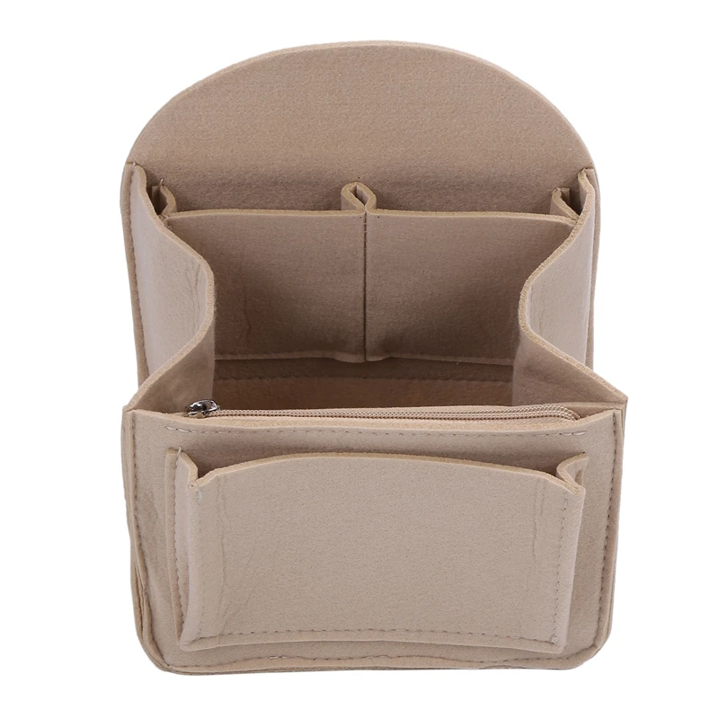 Felt Backpack Insert Organizer Storage Bag Universal Bag In Bag Men Women Shoulder Tote Bags Handbag Organizers(Dark Khaki)-A68X