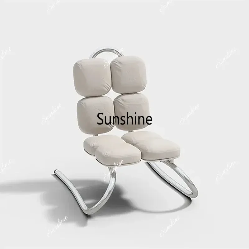 Nordic backrest leisure chair household light luxury metal wrought iron special-shaped geometric recliner  FT