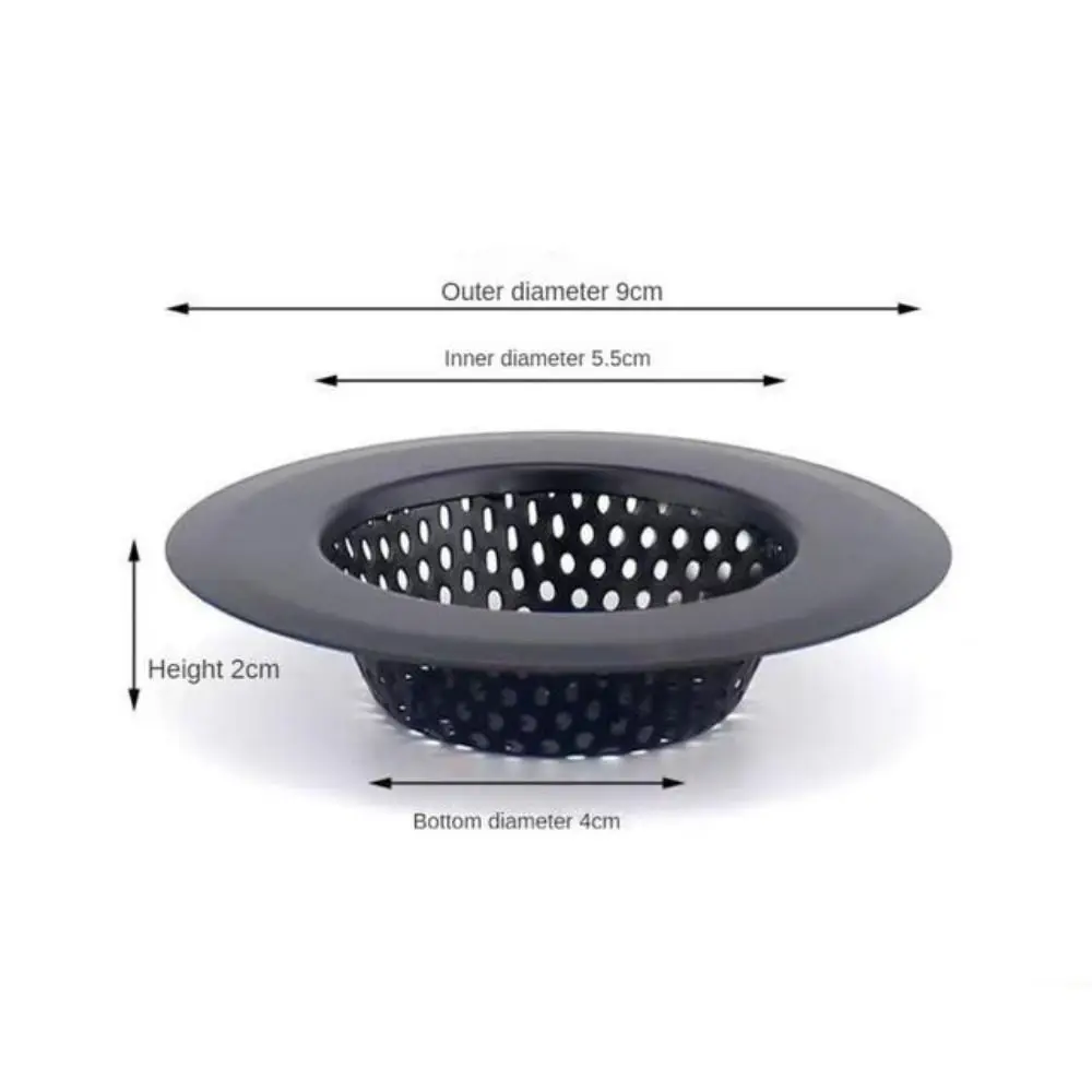 Stainless Steel Sink Strainer With Handle Black Drain Filter Hair Clean Up Anti Clog Mesh Trap Kitchen Bathroom Accessories