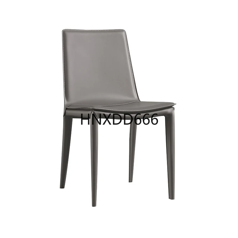 

Saddle leather dining chair home modern simple Nordic light luxury chair