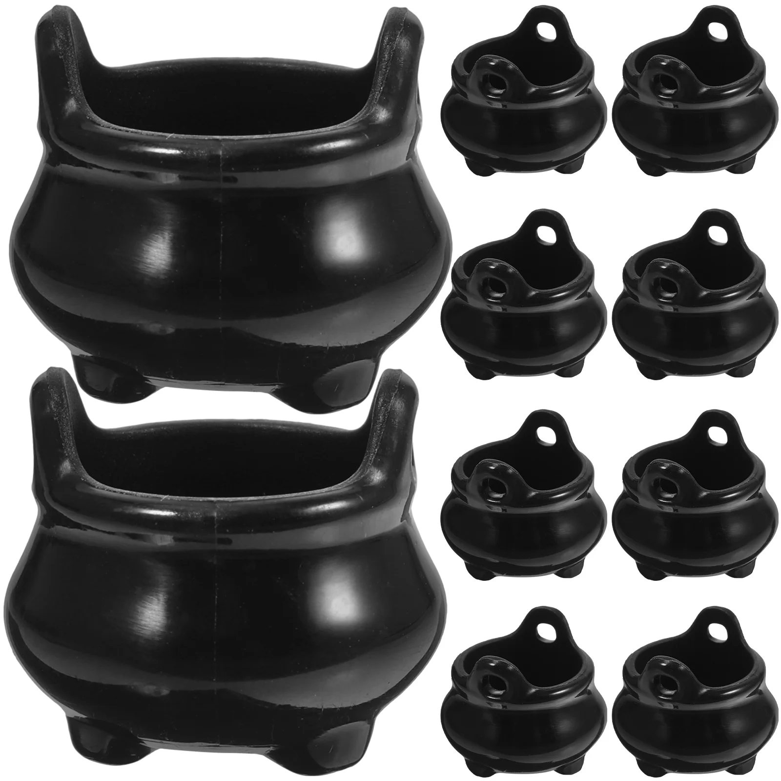 10 Pcs Plastic Miniature Witch Cauldron Pot Halloween Decorations Mini Cauldron Kettles for Party Craft naments