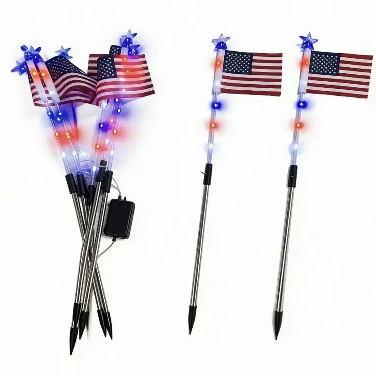 

New 8Pcs Flag Light Set LED String Lights Independence Day Patriotic Decor Lamp Outdoor Garden Yard Party Decoration