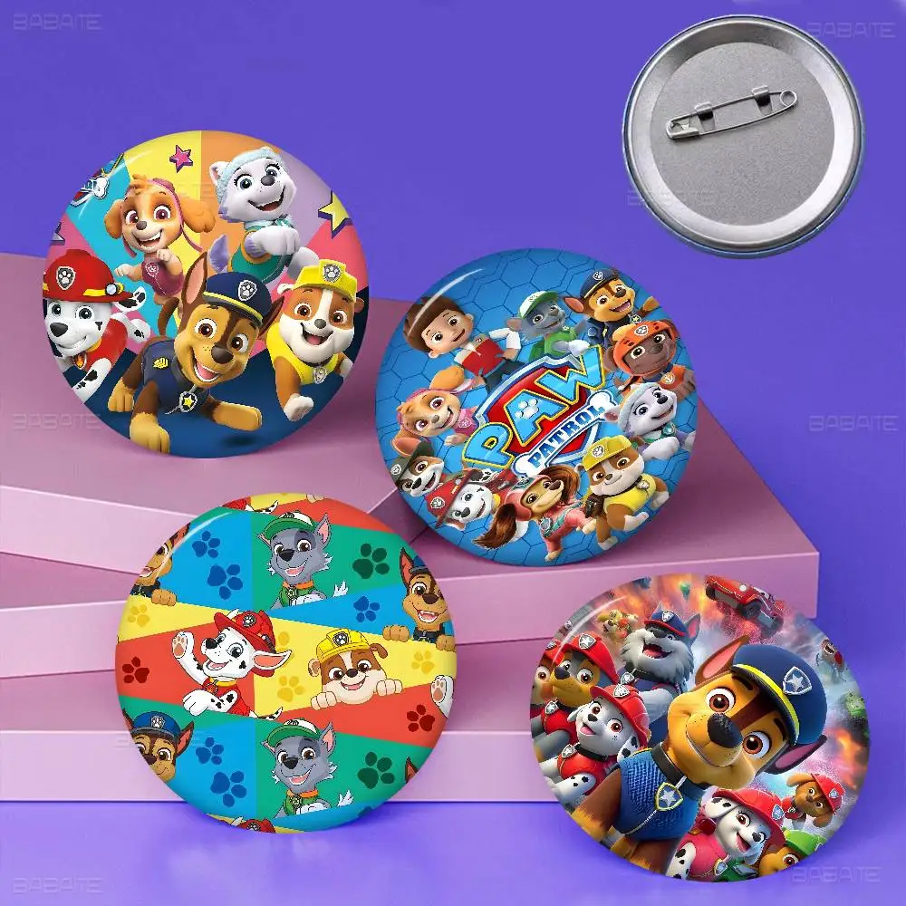 Hot Dogs P-Paws P-PatrolS 58mm Cute Anime Figure Icon Badge Handmade Tinplate Brooch for Backpack Clothes Chest Ornament Gifts