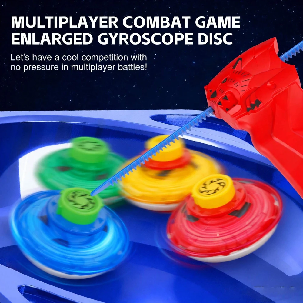 

﻿1/2/4set Spinning Gyro with Launcher Combat Gyro Fast Rotate Gyroscope Battle Flying Rotating Ball Competitive Party Game Gift
