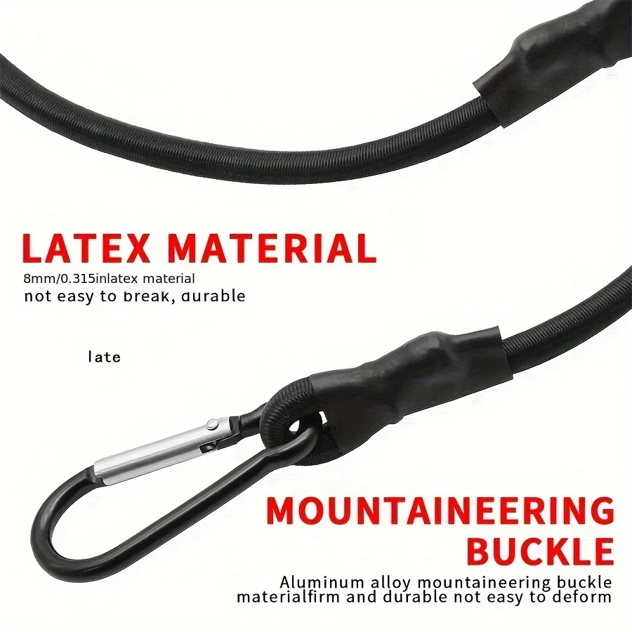 Elastic Ropes with Hooks 30/60/90/120/150cm Stretch Elastic Ropes 8mm Bungee Cords with Hooks Lightweight Bikes Tie Car Luggage