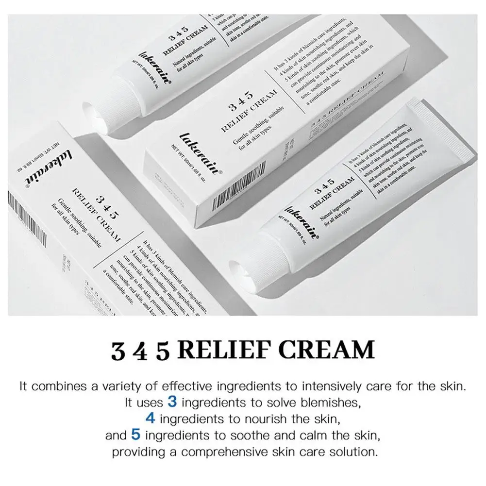 345 Relief Cream Face Moisturizer Cream Nourish Soothing Skin Repair Clean Acne For Oily Skin, Hydrating Facial Lotion Skincare